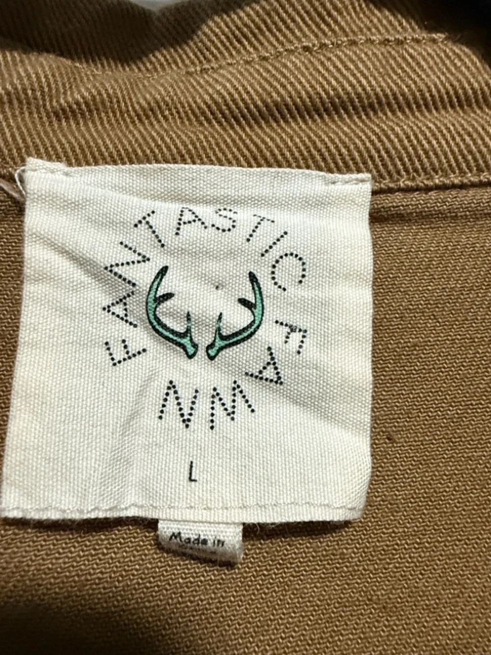 Fantastic Fawn Frayed-Trim Button-Down Shirt Jacket in Tan - Picture 3 of 3